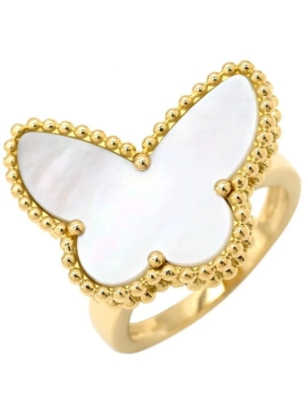 Van Cleef & Arpels Ring Lucky Alhambra Papillon Pearl White Gold 51 18K